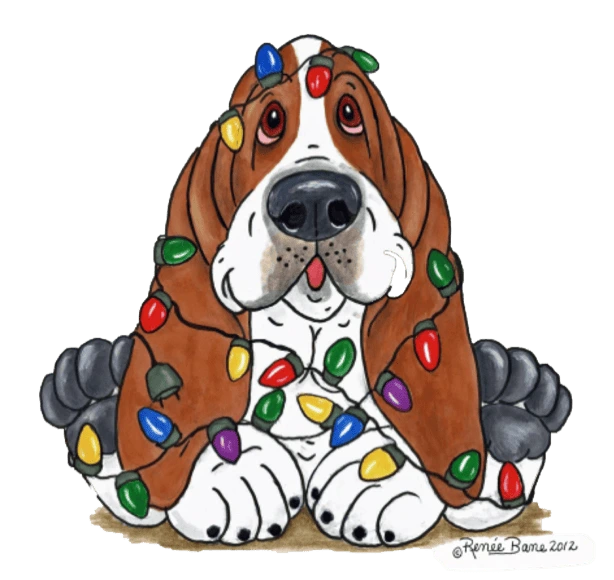 Basset hound artwork by Renee Bane
